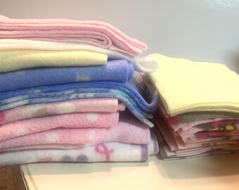 42 Baby Novelty Fleece Remnants ~ Solids & Patterns Pastels