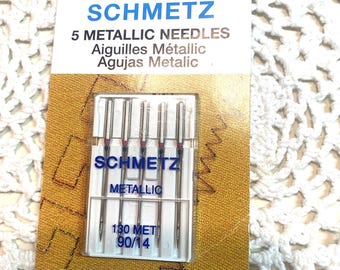 Schmetz Sewing Machine Needles ~ 5 Metallic size 14 ~ NIP Unopened