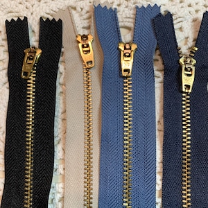 7" Jean Zipper #4.5: Black, Denim Blue, Navy Blue Lt Khaki - New Old Stock