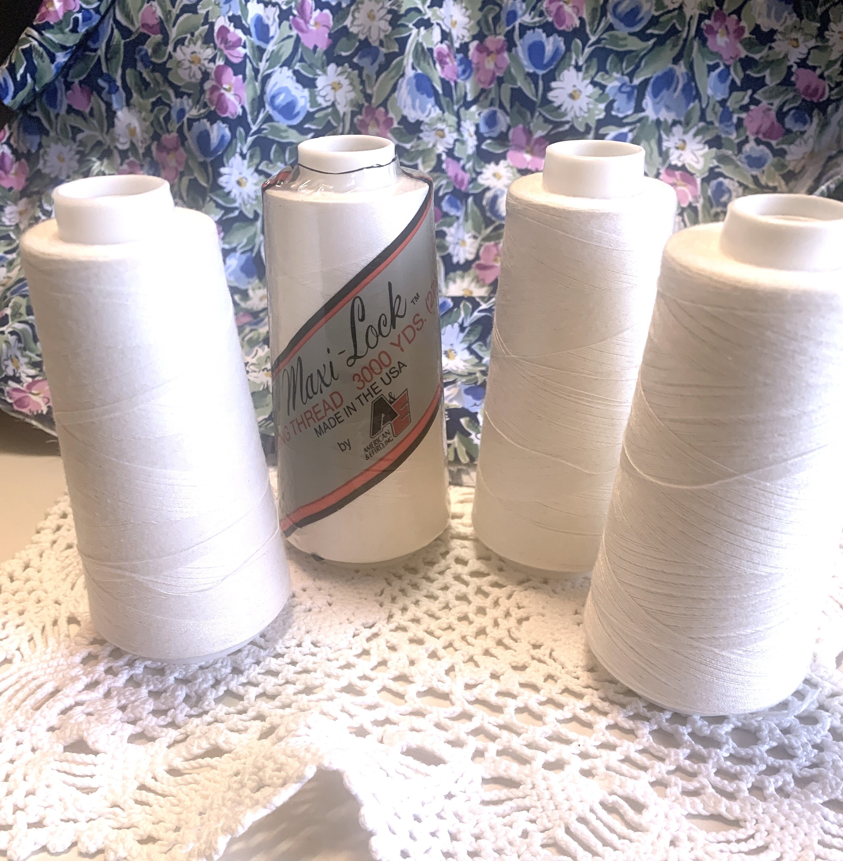 4 Eggshell Maxi-Lock Serger Thread Cones 3000 Yard Spools Polyester