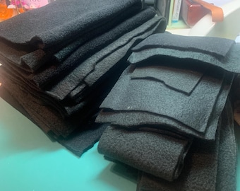 33 Pcs Black Fleece Rectangle Remnants Variety of Sizes