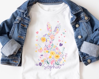 Personalisiertes Ostershirt für Mädchen – T-Shirt für Babys und Kinder mit Osterhase - Osteroutfit – Ostergeschenk – Geschenk 1. Ostern