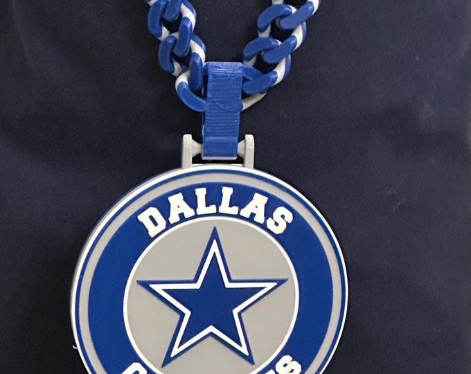 3D Printed Cowboy Star Chain | Blue and Silver Hype Necklace | Trendy Game Day Jewelry