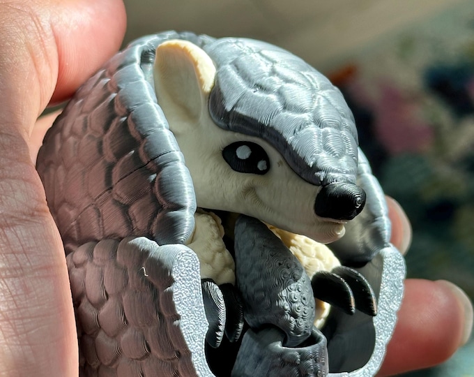Articulated 3D Printed Armadillo Fidget Toy – Multi-Color Flexi Desk Pet – Roly Poly Sensory Toy