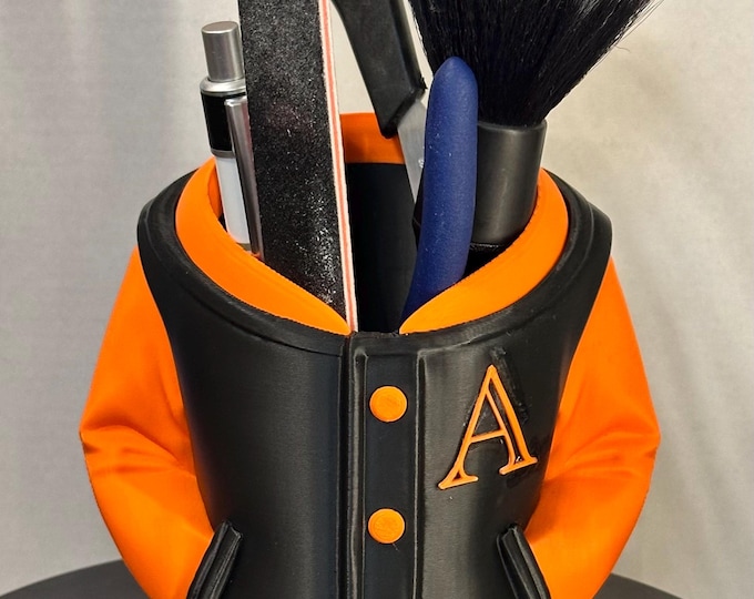3D Printed Varsity Jacket Pen & Drink Holder | Sports Office Decor