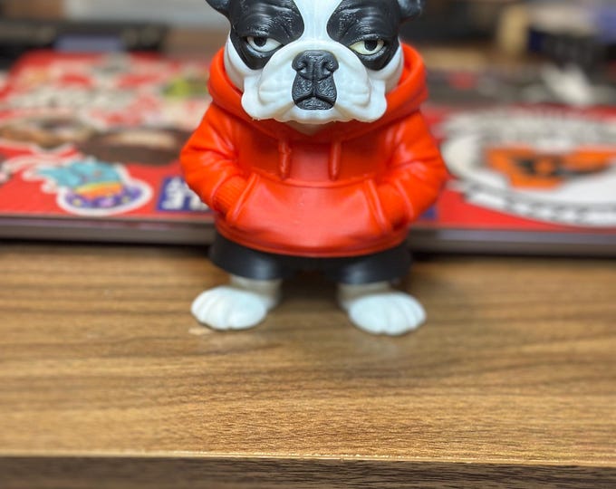 Multi-Color 3D Printed French Bulldog Hoodie Desk Pet | Durable PLA Office Decor