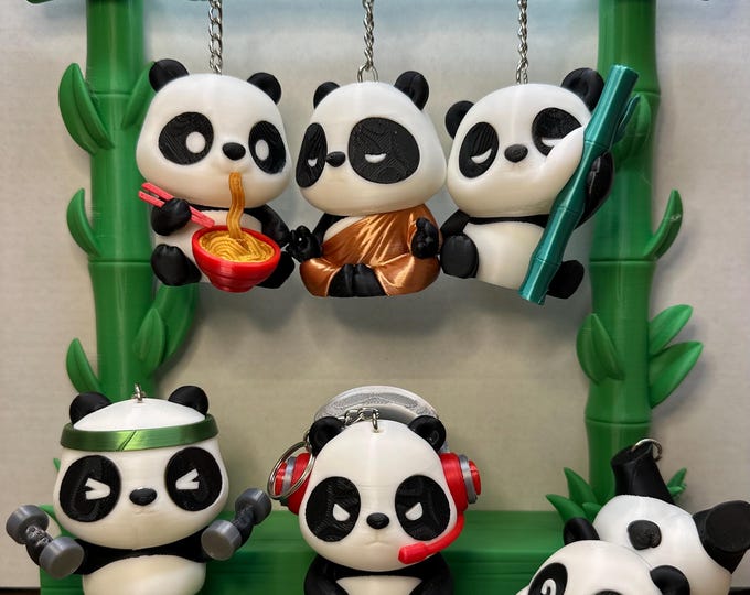 3D Printed Panda Keychain | Handmade PLA Charm, Kawaii Gift