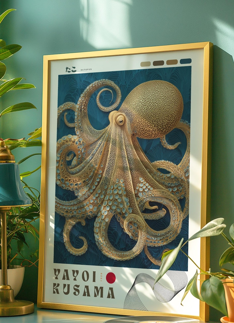 Yayoi Kusama Poster, Octopus Contemporary Japanese Wall Art ...