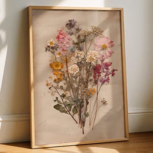 Antique Wildflower Herbarium Print, Museum Style Botanical Illustration, Vintage Natural History Wall Art