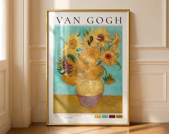 ゴッホの花瓶と12本のひまわり ヴィンテージ展アートプリント | ゴッホ