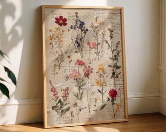 Vintage Herbarium Wildflower Print, Botanical Plate Art, Natural History Floral Poster