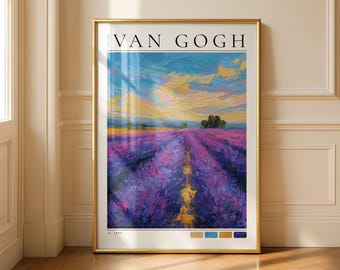 Vincent Van Gogh Poster: Oil on Canvas Art Print - Van Gogh Print - Vintage Home Decor - Famous Art - Impressionism, Lavender Field
