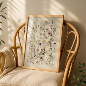 Field Flower Herbarium Print, Natural History Botanical Illustration, Museum Style Floral Poster image 8