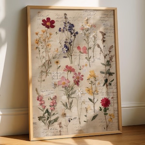 Vintage Herbarium Wildflower Print, Botanical Plate Art, Natural History Floral Poster