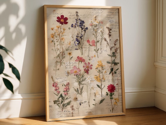 Vintage Herbarium Wildflower Print, Botanical Plate Art, Natural History Floral Poster