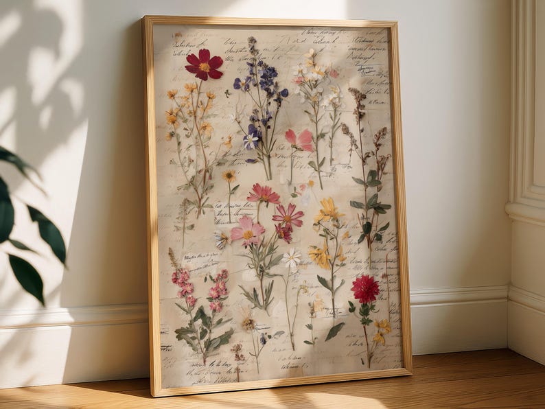 Vintage Herbarium Wildflower Print, Botanical Plate Art, Natural History Floral Poster