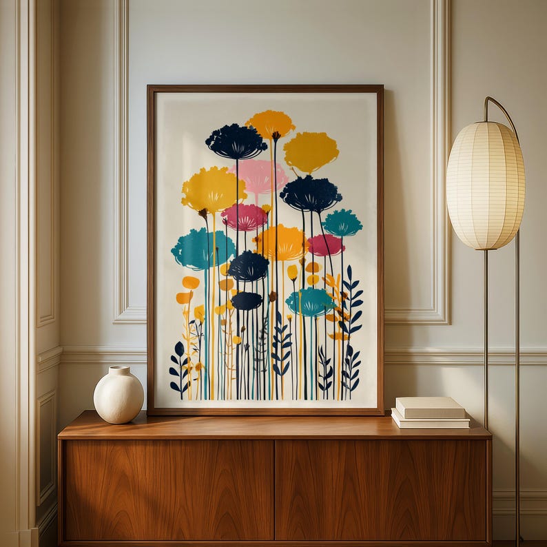 Colorful Botanical Wall Art Print, Modern Floral Poster, Vibrant Flower ...
