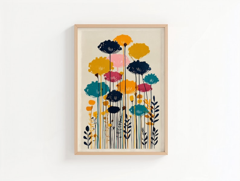 Colorful Botanical Wall Art Print, Modern Floral Poster, Vibrant Flower ...