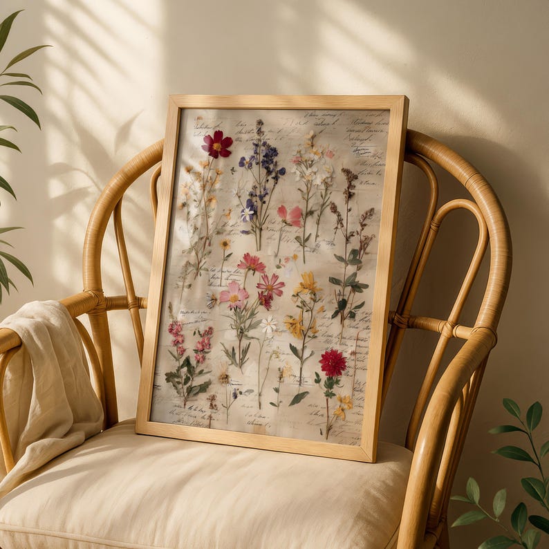 Vintage Herbarium-Wildblumendruck, Botanische Tafelkunst, Naturgeschichtliches Blumenposter Bild 7
