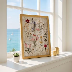 Vintage Herbarium-Wildblumendruck, Botanische Tafelkunst, Naturgeschichtliches Blumenposter Bild 8