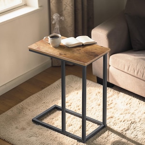 C-Shaped Side Table, Modern Metal Frame Snack Table, Sofa Laptop Holder