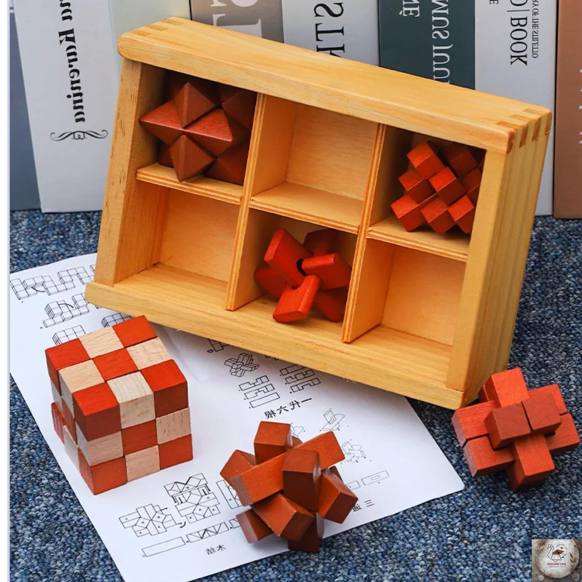 Luban Lock Wooden Puzzle Box – Brain Teaser Toy, Montessori Burr Puzzle ...