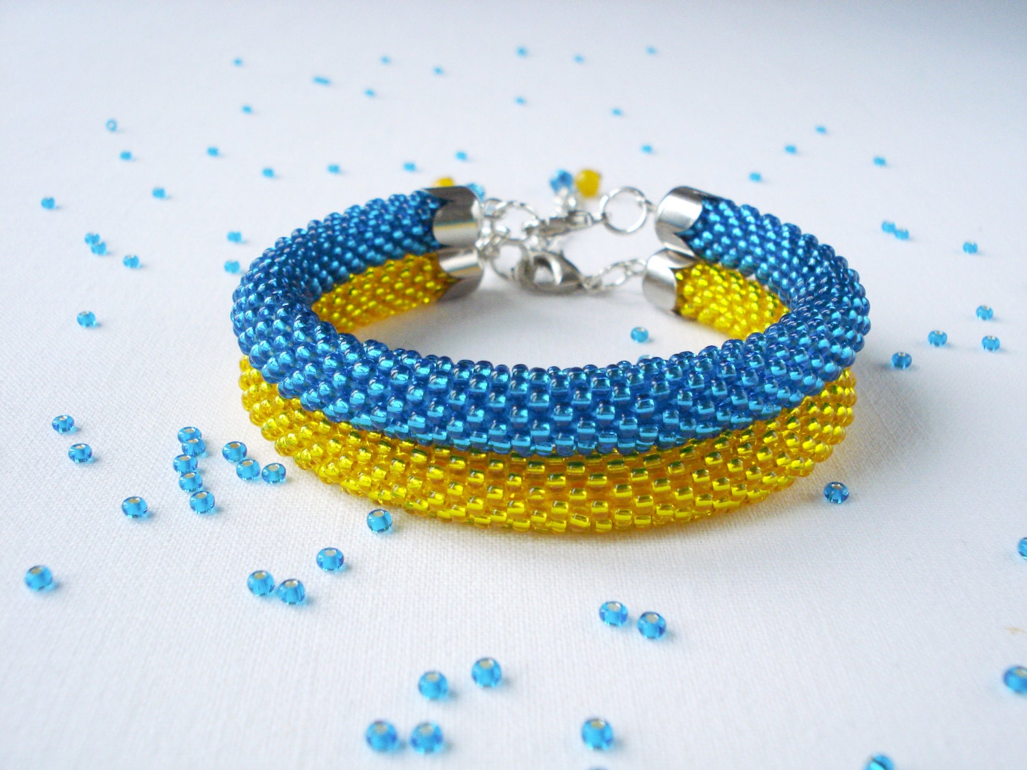 Blue and yellow bracelets Ukrainian colors bracelets Etsy