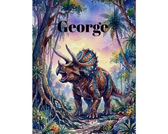 Personalised Triceratops Dinosaur Rolled Poster Gift for Children| Personalized Name Poster for Kids and Animal Lovers