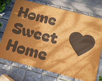 Home Sweet Home Coir Doormat | Heart Accent Welcome Mat Gifts