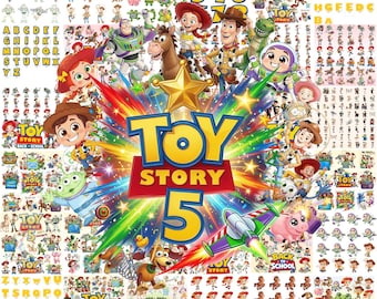 Paquete de más de 500 imágenes PNG de Toy Story 5: Buzz Lightyear, Woody y Jessie, alfabeto, diseño de camiseta de cumpleaños de Toy Story, imágenes prediseñadas de Toy Story (descarga instantánea).