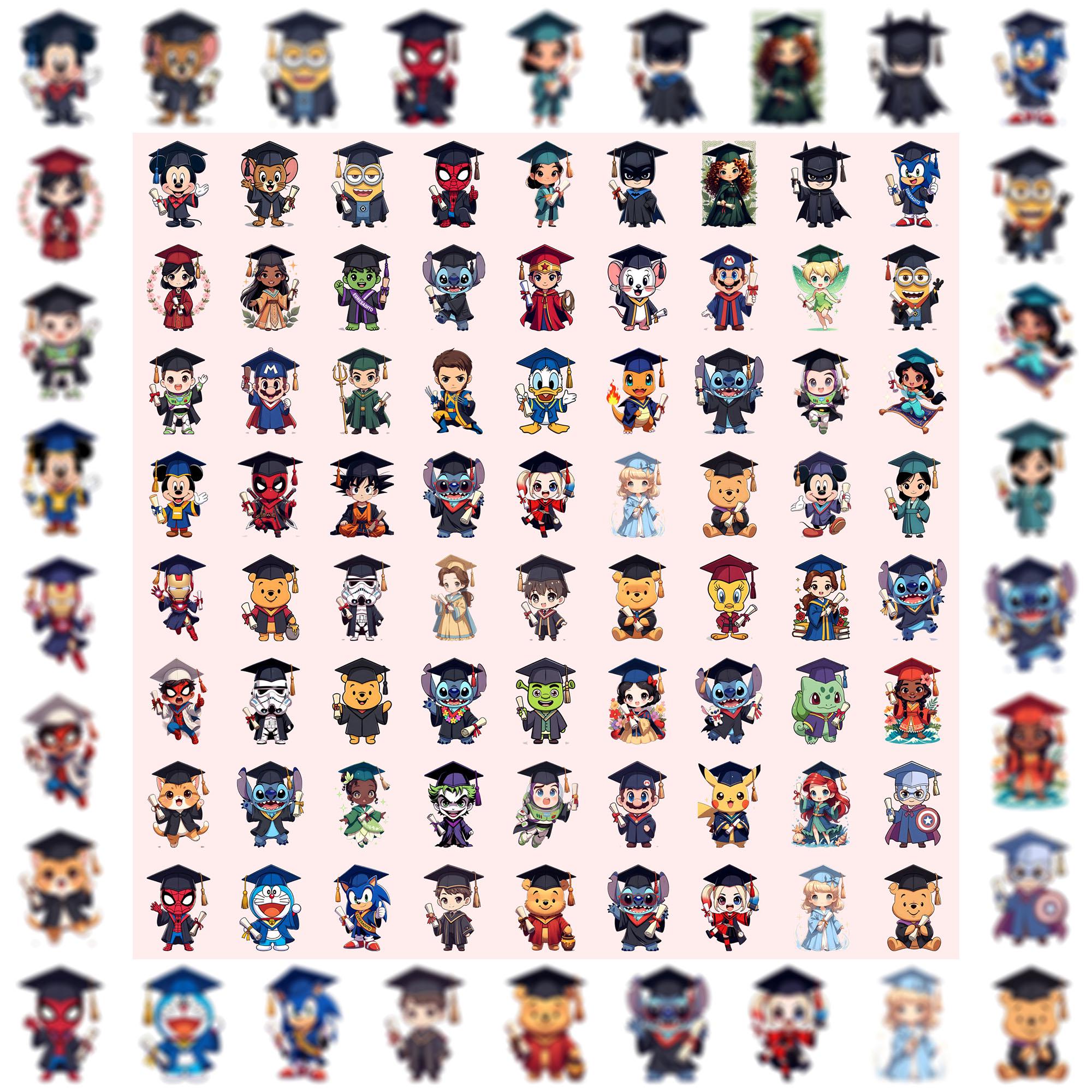 Graduation Cartoon Characters PNG Clipart Bundle - Etsy