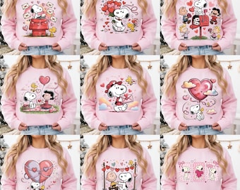 Snoop Valentine Love PNG, Peanuts Friends Holding Love Letters With Snoopy, Cute Valentine Family Hearts PNG Digital Download