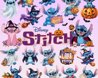 Paquete de imágenes prediseñadas de Stitch para Halloween, Stitch y Lilo PNG, imágenes prediseñadas de Stitch para Halloween, Stitch para Halloween, paquete de imágenes PNG de Halloween, diseño para sublimación