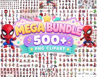 Paquete de más de 500 imágenes PNG de superhéroes, conjunto de superhéroes, conjunto de imágenes prediseñadas de superhéroes, descarga instantánea, personajes de superhéroes para niños, superhéroe PNG