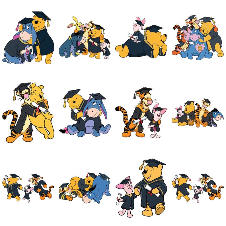 Tigger Graduation Winnie the Pooh Graduate PNG, Winnie the Pooh Characters PNG - Etsy