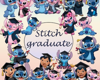 Stitch Graduation PNG Bundle: Class of 2025 - 2026 - 2027 (Digital Download)