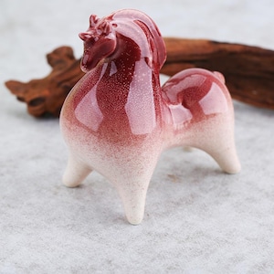 Ceramic Tang Horse Figurine, Creative Pottery Horse Statue, Modern Chinese Art Decor, Red Glaze Animal Sculpture, Feng Shui Gift for Home