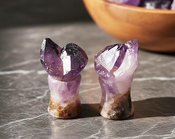 Natural Amethyst Cluster Ear Plugs Gauges, Raw Purple Crystal Geode Flesh Tunnels, Double Flare Stone Plugs, Unique Body Jewelry
