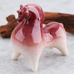 Ceramic Tang Horse Figurine, Creative Pottery Horse Statue, Modern Chinese Art Decor, Red Glaze Animal Sculpture, Feng Shui Gift for Home