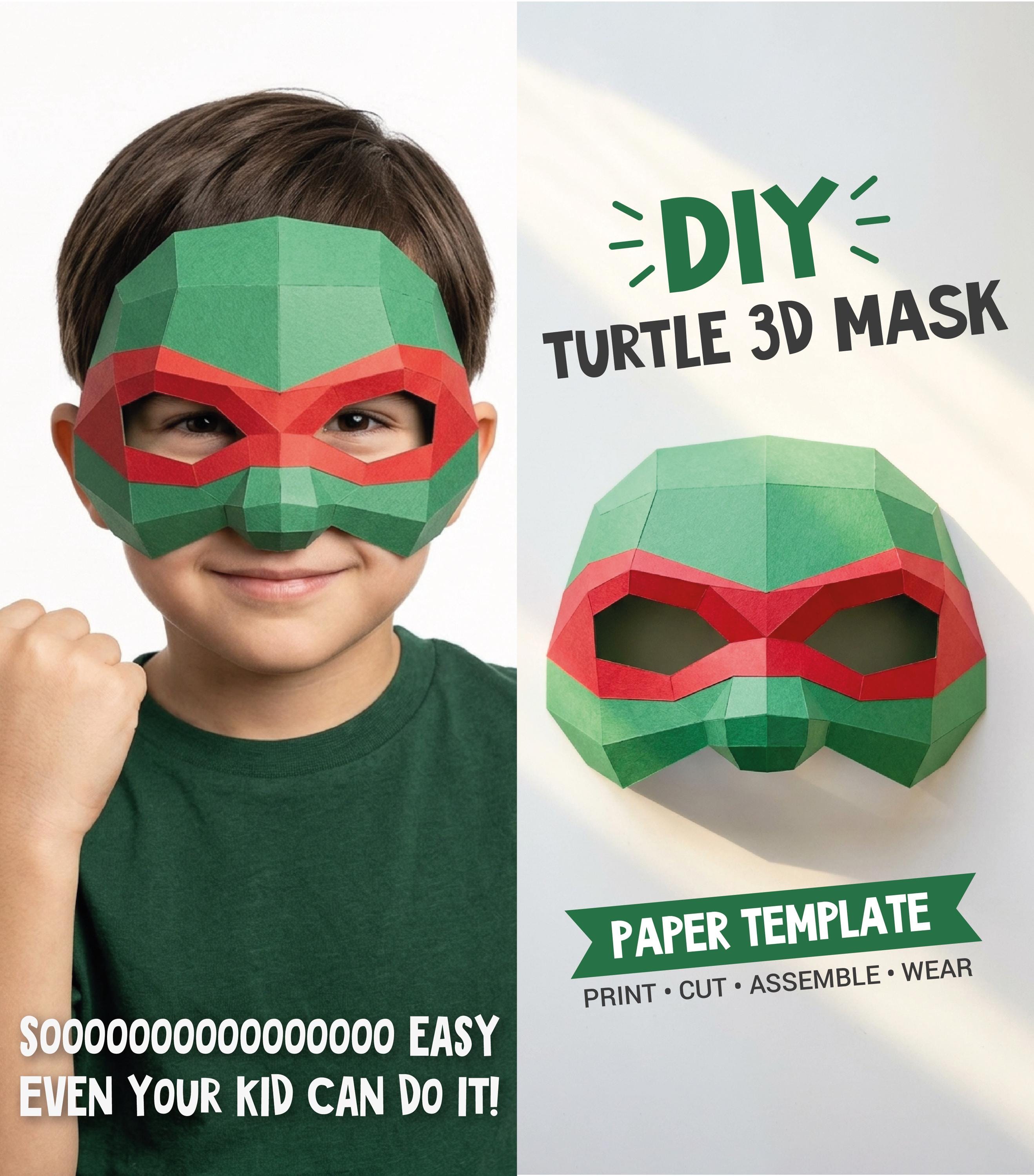 22 Ninja Crafts for Kids to Make at Home 2 DIY Turtle Ninja 3D Paper Mask Template, Low Poly Craft, Printable…