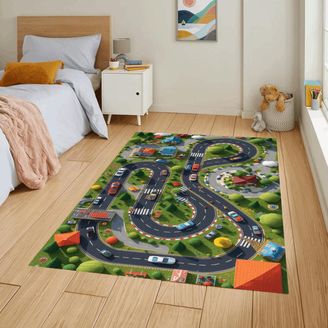 Transportation Rug Kids Car Play Rug, Transportation Road Map, Non-slip and Washable Rug ...