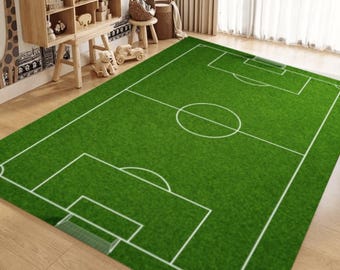 Soccer Field Kids Rug, Football Playroom Carpet, Kids Room Rug, Washable Rug, Non slip Rug