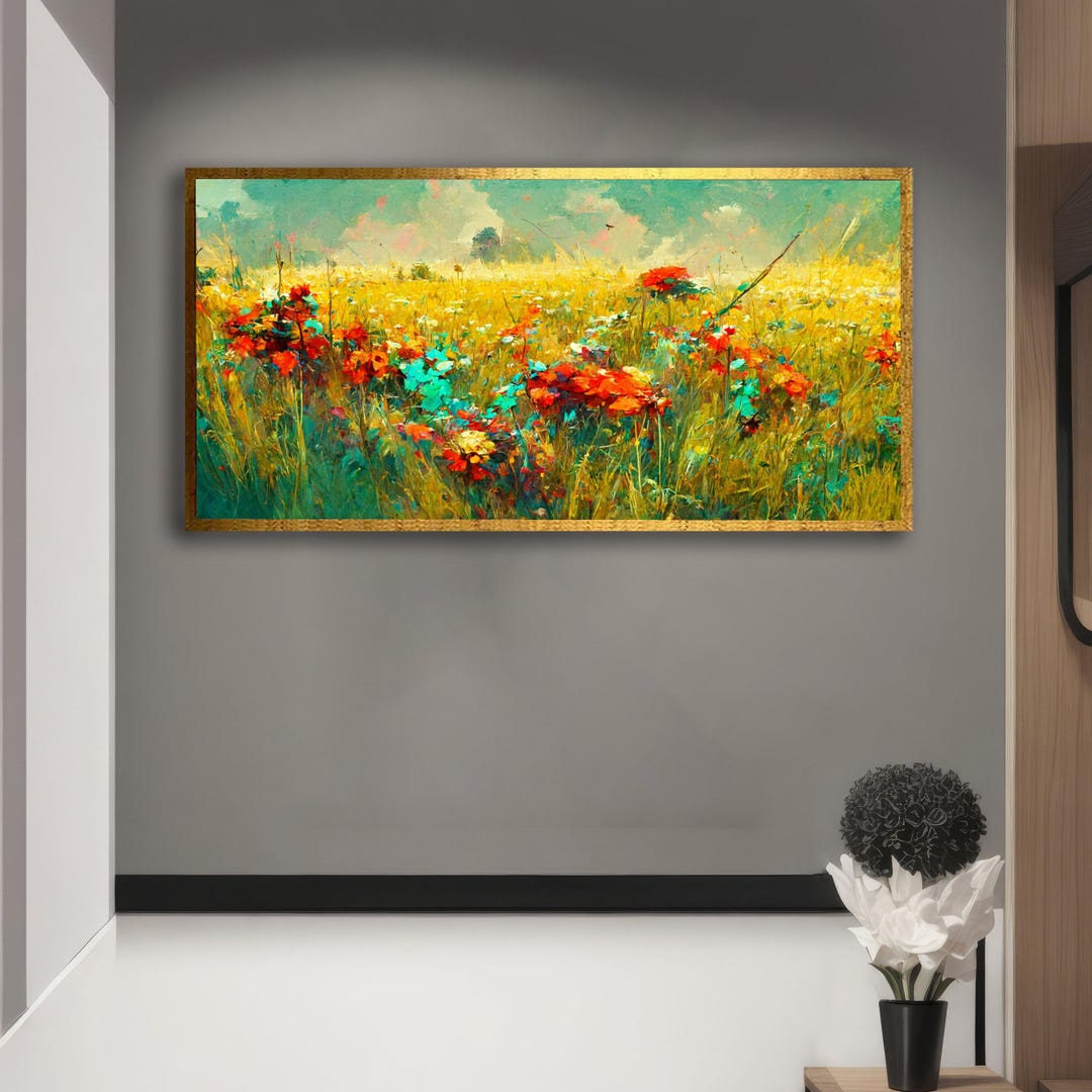 Vibrant Wildflower Meadow Canvas, Colorful Floral Field Wall Art ...
