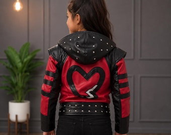 Kurtka Descendants 4: The Rise of Red dla dziewczynek - Kylie Cantral Skórzana kurtka Kostium na Halloween Cosplay z filmu Odzież wierzchnia Prezent dla dziewczynek