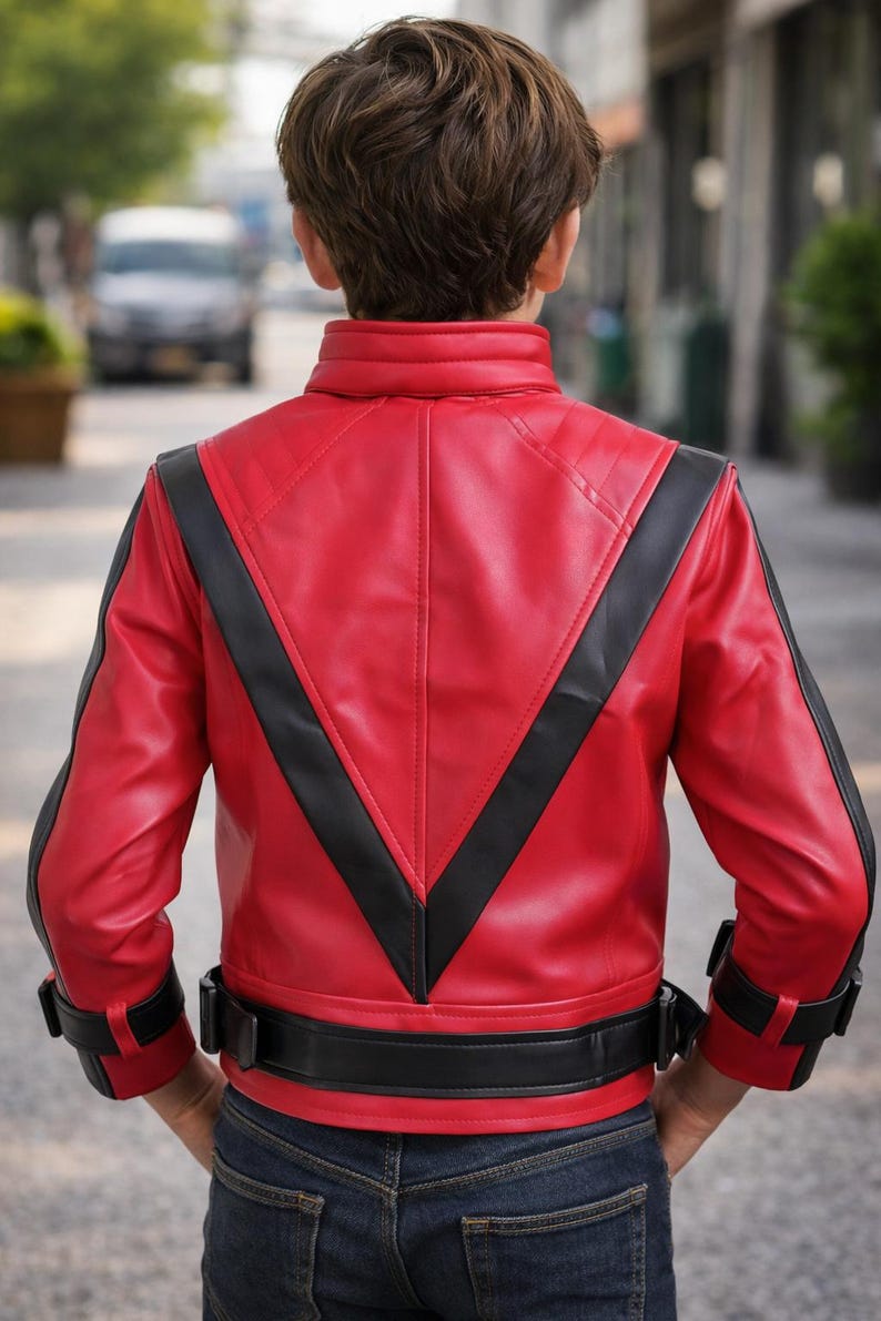 MJ Red and Black Thriller Jacket for Kids image 2