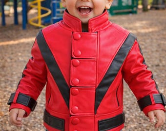 Jaqueta infantil MJ vermelha e preta do filme Thriller para crianças