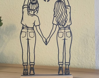 Beste Freundinnen Aufsteller Großes Herz | Geschenk Freundin Geburtstag Beste Freundin / Schwester | Personalisierte Dekoration
