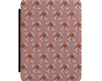 Strawberry Bow pattern Kindle Case | pink  stripes