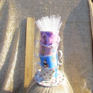 Alice in Wonderland Stacked Cups Mini Fascinator Party Hat