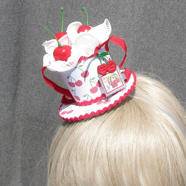 Cherries and Cream Mini Fascinator Party Hat